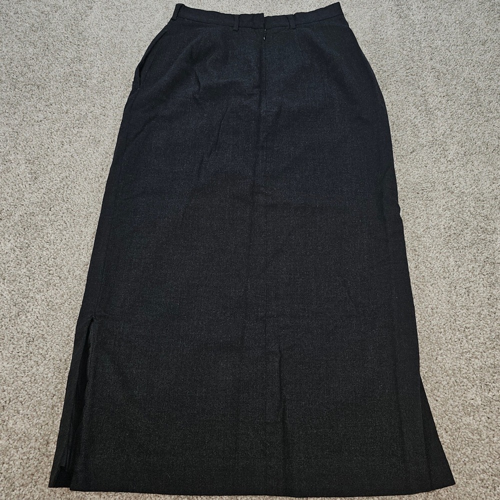 LL Bean Women's Black Twill Wool Blend Maxi Skirt Size 4 Petite Pencil Skirt - Picture 2 of 7